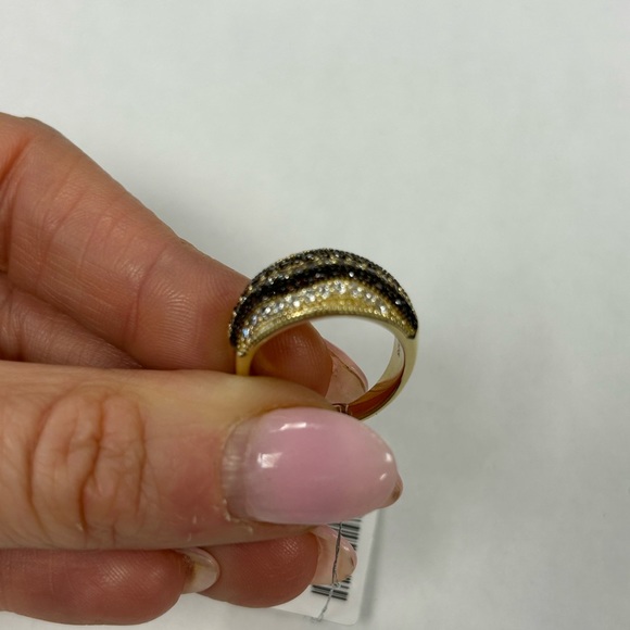 Suzy Levian Yellow Sterling Silver Brown & White CZ Half Band NWT - Picture 6 of 8